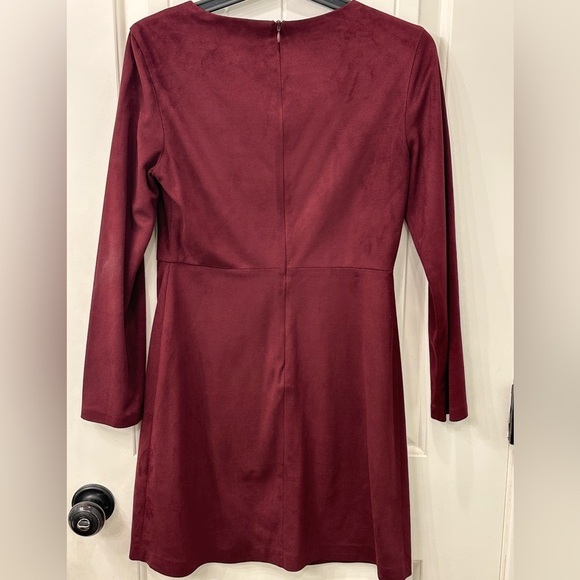 Zara Trafuluc Deep Red Long Sleeve Dress Faux Suede small - Picture 3 of 4